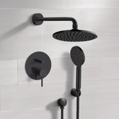Matte Black Rain Shower System with Handheld, Rain Shower Head, Shower Faucet Set